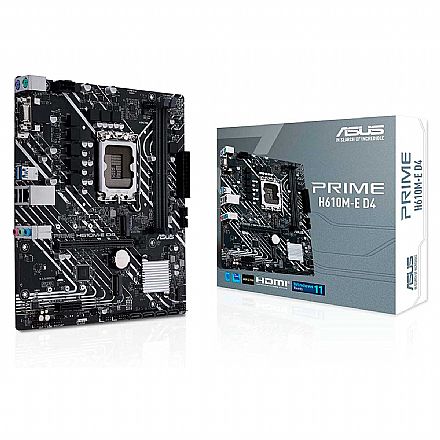 Placa Mãe para Intel - Asus Prime H610M-E D4 (LGA 1700 DDR4 3200 OC) - Chipset Intel H610 - USB 3.2 - Slot M.2 - Micro ATX