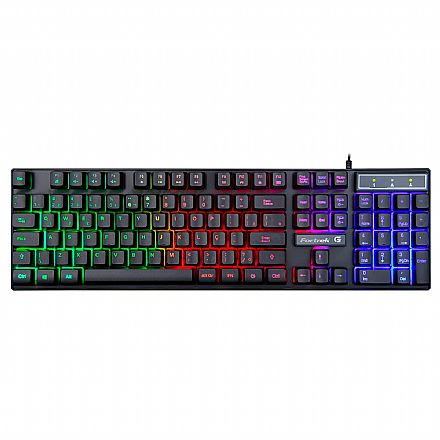 Teclado - Teclado Gamer Fortrek Blackfire New - Iluminação LED Rainbow - Teclas Multimídia - 75857