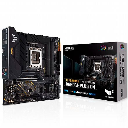 Placa Mãe para Intel - Asus TUF Gaming B660M-PLUS D4 (LGA 1700 DDR4 5333 O.C) - Chipset B660 - USB 3.2 - Slot M.2