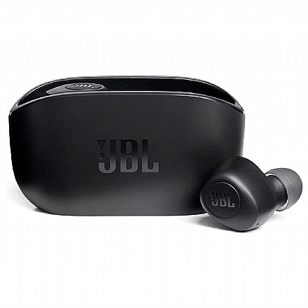 Fone de Ouvido - Fone de Ouvido Bluetooth Earbud JBL Wave 100TWS - com Microfone - com Case carregador - Preto - JBLW100TWSBLK