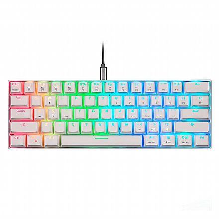 Teclado - Teclado Mecânico Gamer Motospeed CK61 Essential - RGB - Switch Azul - Branco - FMSTC0115BRO