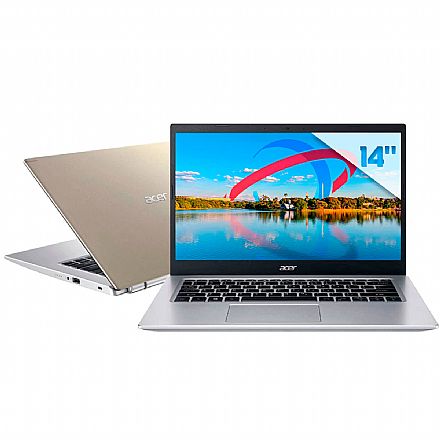 Notebook - Notebook Acer Aspire A514-54-384J - Intel i3 1115G4, RAM 20GB, SSD 256GB, Tela 14" Full HD, Windows 10 - Gold