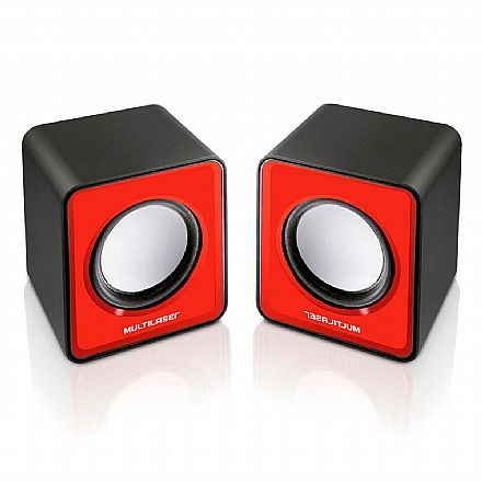 Caixa de Som - Caixa de Som 2.0 Multilaser Mini SP197 - 3W RMS - USB - Vermelho