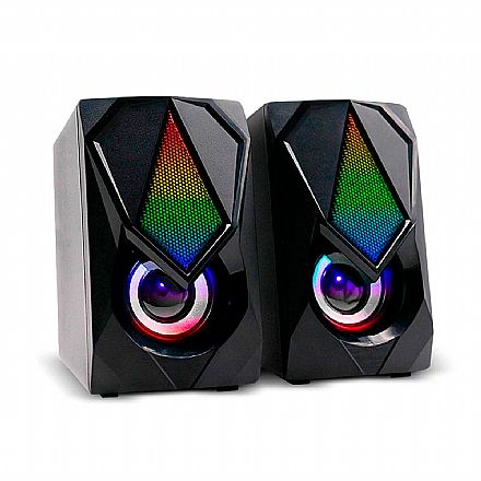 Caixa de Som - Caixa de Som Gamer Multilaser SP951 - 12W RMS - RGB - Conector P2 e energia USB