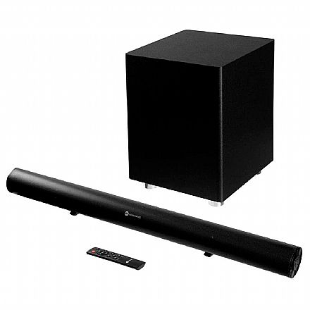 Home Theater - Soundbar 2.1 Goldentec - 280W RMS - Com Subwoofer - Conexão Óptica, USB e Bluetooth - 39554
