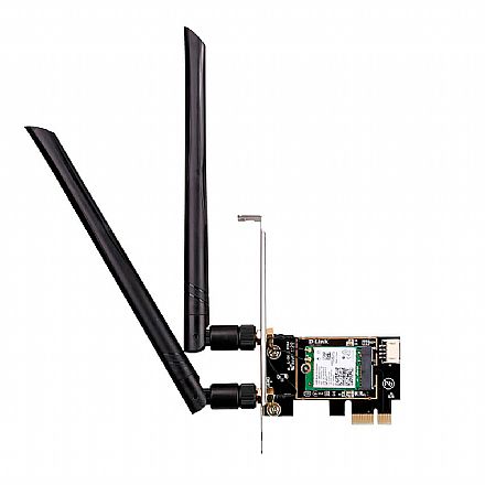 Placas e Adaptadores de rede - Placa de Rede Wi-Fi PCI Express D-Link AX3000 - Dual Band 2.4 GHz e 5 GHz - 2 Antenas - DWA-X582