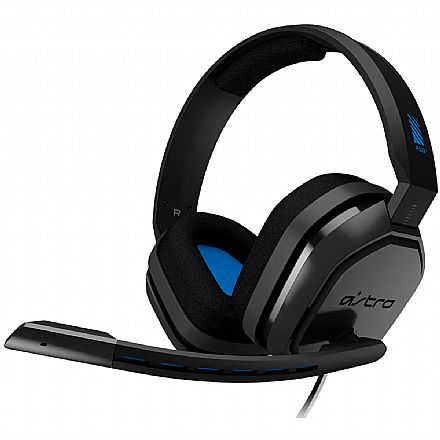 Fone de Ouvido - Headset Gamer Astro A10 - Microfone Flip-Up-Mute Removível - para Console e PC - Conector P2 - Preto e Azul - 939-001509