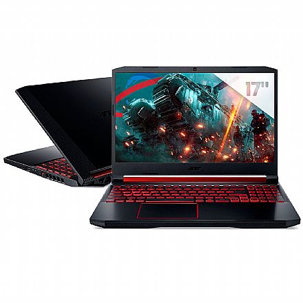 Notebook - Notebook Acer Aspire Nitro 5 AN517-52-77KZ Gamer - Intel i7 10750H, 16GB, SSD 512GB, GeForce GTX 1650, Tela 17.3" IPS Full HD 144Hz - Windows 11