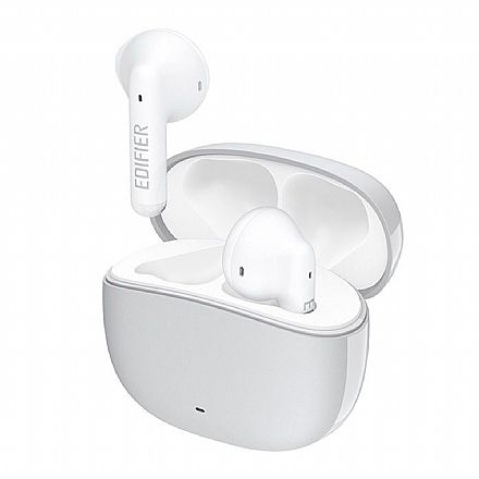 Fone de Ouvido - Fone de Ouvido Bluetooth Earbud Edifier TWS W100T - Bluetooth 5.1 - com Case Carregador - Branco e Cinza - W100TWT