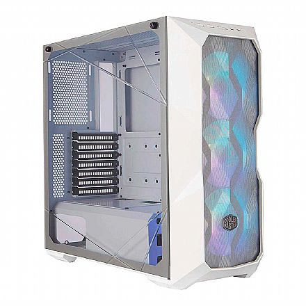 Gabinete - Gabinete Cooler Master MasterBox TD500 - Lateral em Vidro Temperado - 3 Coolers ARGB Inclusos - Branco - MCB-D500D-WGNN-S01