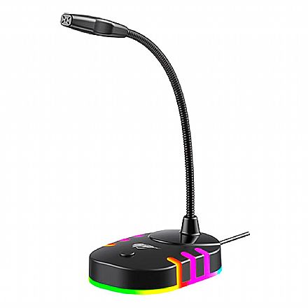 Acessorios de som - Microfone Gamer Havit - LED RGB - Conector USB - GK58B