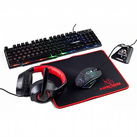 Kit Teclado e Mouse - Kit Gamer Kross KE-GK5150 - Teclado + Mouse + Mousepad - Iluminação Rainbow