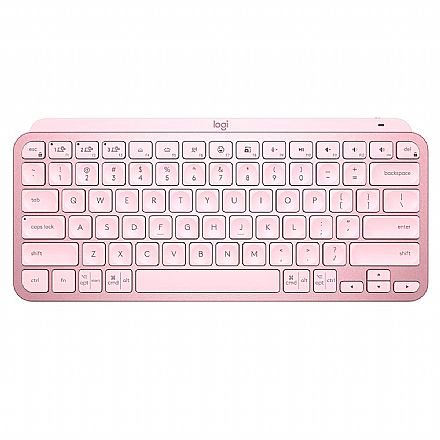 Teclado - Teclado sem Fio Logitech MX Keys Mini - Padrão US - Rosa - Bluetooth - 920-010507