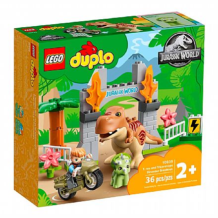 Brinquedo - LEGO DUPLO - Fuga dos Dinossauros T. Rex e Triceratops - 10939