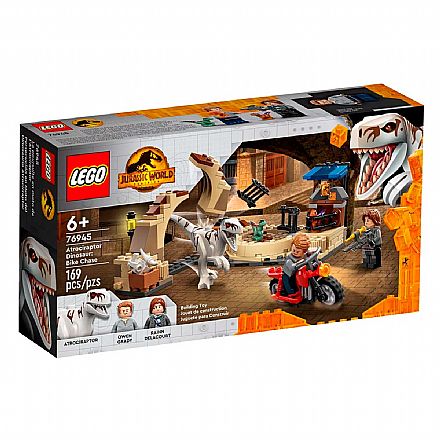 Brinquedo - LEGO Jurassic World - Dinossauro Atrociraptor: Perseguição de Motocicleta - 76945