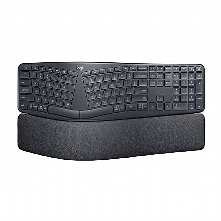 Teclado - Teclado sem Fio Logitech Ergo K860 - USB ou Bluetooth - Padrao US - Design Ergonômico - Preto - 920-009169