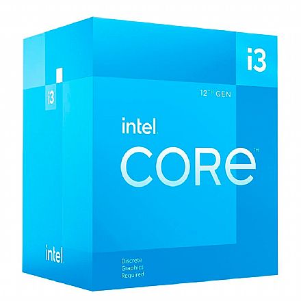 Processador Intel - Intel® Core i3 12100F - LGA 1700 - 3.3GHz (Turbo 4.3GHz) - Cache 12MB - 12ª Geração - BX8071512100F