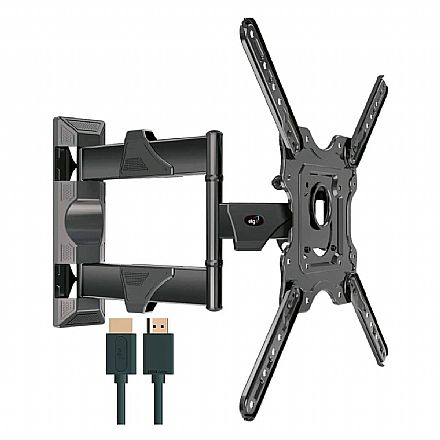 Acessórios para TV - Suporte para TV/Monitor de 26" a 55" - Multiarticulado - Vesa 400 - com Cabo HDMI - ELG MOVEV4HDMI