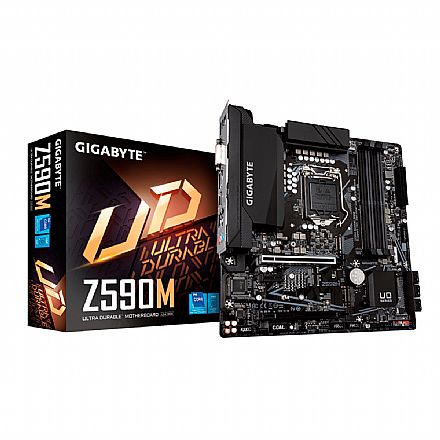 Placa Mãe para Intel - Gigabyte Z590M (LGA 1200 - DDR4 5333 O.C) - Chipset Intel Z590 - USB 3.2 - Slot M.2 - RGB Fusion 2.0