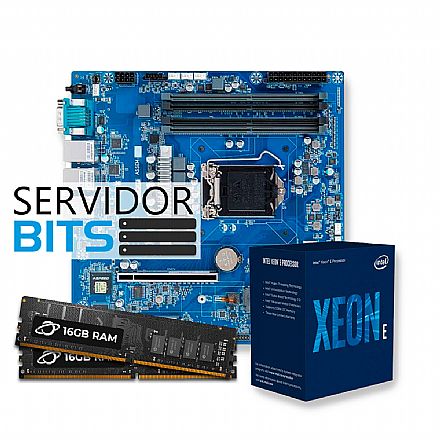 Servidor - Kit Upgrade Servidor - Processador Intel® Xeon® E-2324G + Placa Mãe Gigabyte MX33-BS0 + Memória non-ECC 32GB DDR4 (2x 16GB)