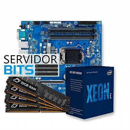Servidor - Kit Upgrade Servidor - Processador Intel® Xeon® E-2356G + Placa Mãe Gigabyte MX33-BS0 + Memória non-ECC 128GB DDR4 (4x 32GB)