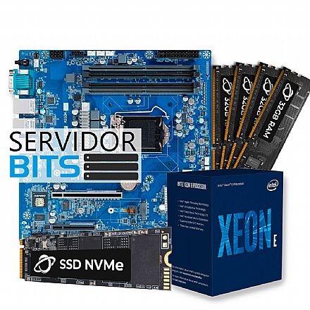 Servidor - Kit Upgrade Servidor - Processador Intel® Xeon® E-2356G + Placa Mãe Gigabyte MX33-BS0 + Memória non-ECC 128GB DDR4 (4x 32GB) + SSD NVME 1 TB