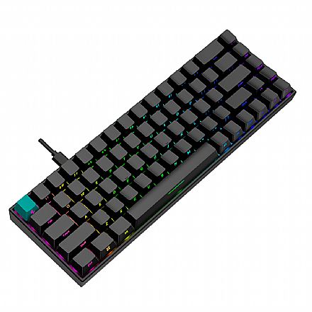 Teclado - Teclado Mecânico Gamer Deepcool KG722 - Tamanho 65% - RGB - Switch Vermelho - Preto - R-KG722-BK0AN4A-G