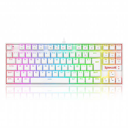 Teclado - Teclado Mecânico Gamer Redragon Kumara Pro - ABNT2 - Switch Azul Magnetico - Iluminação RGB - Branco - K552W-RGB-PRO