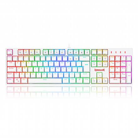 Teclado - Teclado Mecânico Gamer Redragon Surara Pro - ABNT2 - Switch Azul Óptico - Iluminação RGB - Branco - K582W-RGB-PRO