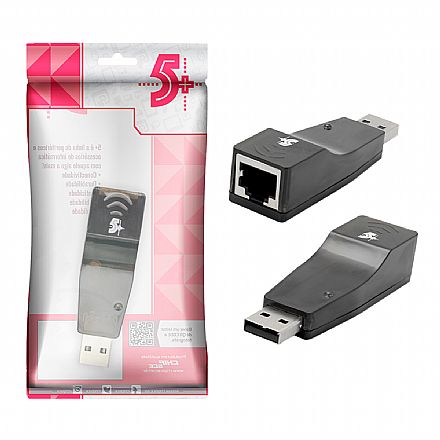 Placas e Adaptadores de rede - Adaptador USB para RJ45 - 100Mbps - Chipsce 5+ 015-2045