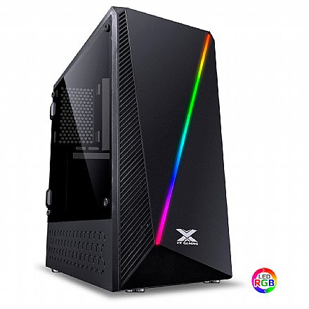 Gabinete - Gabinete Gamer Vinik Vx Gaming Pyxis - Lateral em Acrilico com dobradiça - USB 3.0 - RGB - Preto - 30893