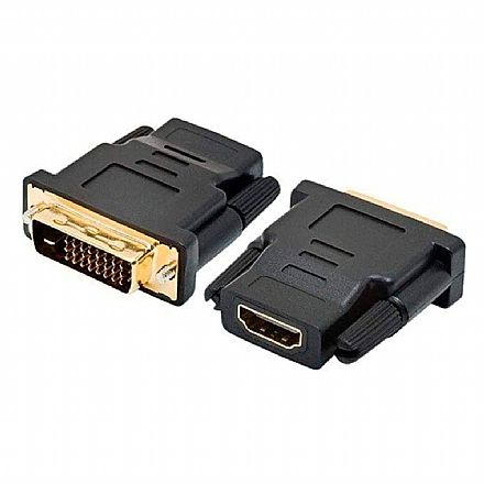 Cabo & Adaptador - Adaptador Conversor DVI-D para HDMI - Hayom AI1002 - 24+1 Pinos (DVI-D M X HDMI F) - 101002