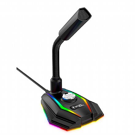 Acessorios de som - Microfone Gamer Bright - RGB - Haste Flexível - Controle de volume - USB - 0604