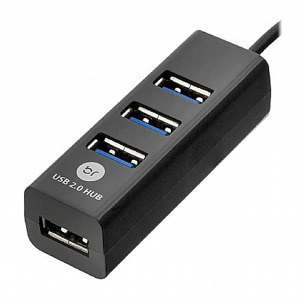 Cabo & Adaptador - HUB USB 2.0 - 4 Portas - Preto - Bright 0059