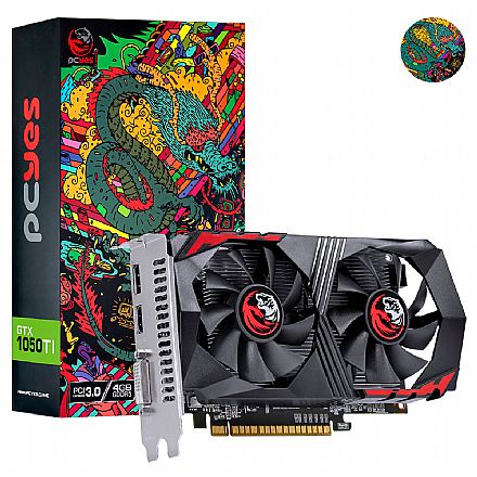 Placa de Vídeo - GeForce GTX 1050 Ti 4GB GDDR5 128bits - PCYes Dual Fan PAK1050TI4GBD5DF