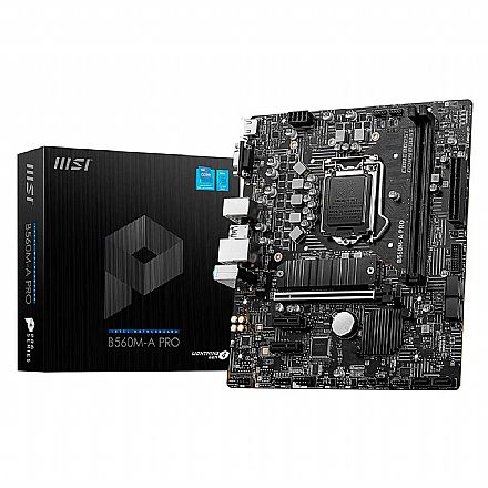 Placa Mãe para Intel - MSI B560M-A Pro (LGA 1200 - DDR4 5200 O.C) - Chipset B560 - USB 3.2 - Slot M.2 - Micro ATX