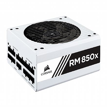 Fonte - Fonte 850W Corsair RM850X - Modular - PFC Ativo - Eficiência 87% - 80 PLUS® Gold - Branco - CP-9020188-NA