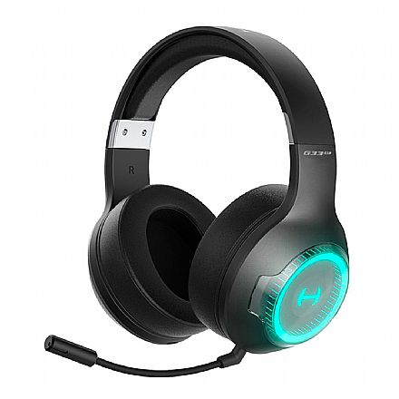 Fone de Ouvido - Headset Gamer Sem Fio Edifier Hecate G33BT - Drivers 40mm - Bluetooth 5.0 - Microfone Destacável - RGB - Preto