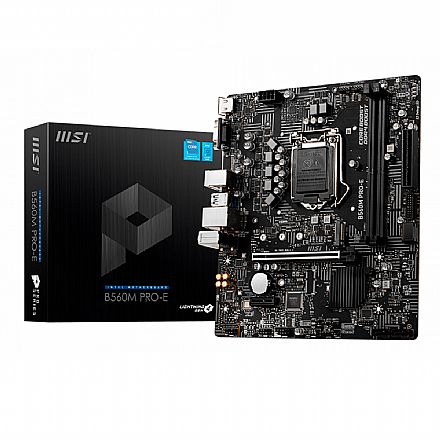 Placa Mãe para Intel - Placa Mãe MSI B560M Pro-E (LGA 1200 - DDR4 4800 O.C) - Chipset B560 - USB 3.2 - Slot M.2 - Micro ATX