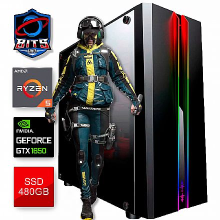 Computador Gamer - PC Gamer Bits 2024 - AMD Ryzen 5 4500, 16GB, SSD 480GB, Video Geforce GTX 1650