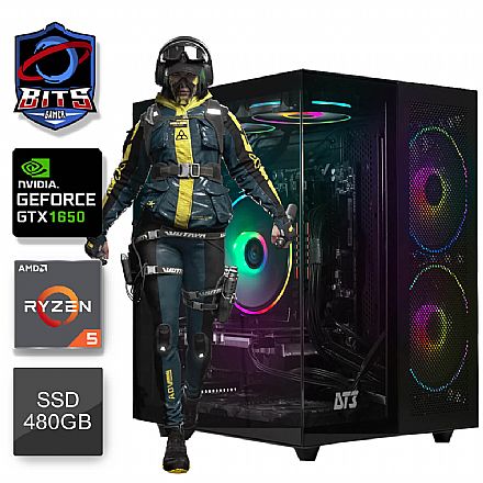 Computador Gamer - PC Gamer Bits 2025 - AMD Ryzen 5 4500, 16GB, SSD 480GB, Video Geforce GTX 1650 - Windows 11
