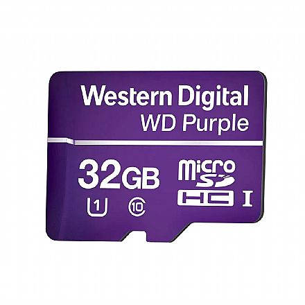 Cartão de Memória - Cartão 32GB Micro SD - Classe 10 - Velocidade até 100MB/s - Western Digital Purple - 4600162