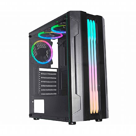 Gabinete - Gabinete Gamer K-Mex Bifrost 5 - Lateral em Vidro Temperado - LED RGB - CGC1TJRH010CBOX