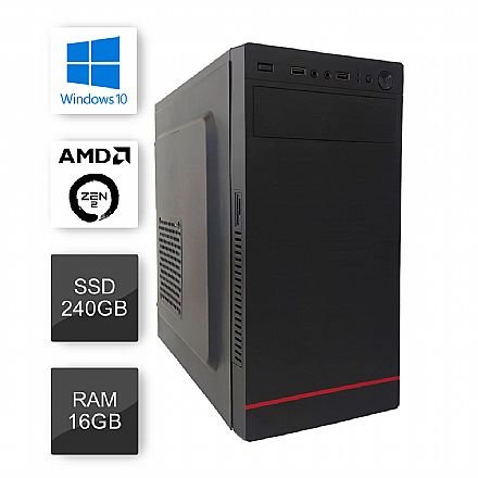 Computador - Computador Bits WorkHard - AMD 4700S, 16GB, SSD 240GB, Kit Teclado e Mouse, Windows 10 Home - 2 Anos de garantia
