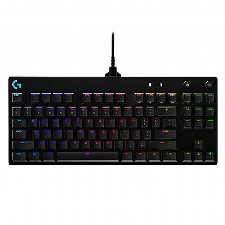 Teclado - Teclado Mecânico Gamer Logitech G Pro - G HUB - Padrão US - Switch GX Blue Clicky - RGB Lightsync - 920-009388