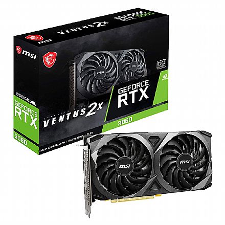 Placa de Vídeo - GeForce RTX 3060 12GB GDDR6 192bits - MSI Ventus 2X 12G OC - 912-V397-050