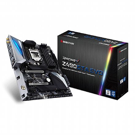 Placa Mãe para Intel - Biostar Racing Z490GTA EVO (LGA 1200 - DDR4 4400 O.C) Chipset Intel Z490 - USB 3.2 - Slot M.2 - ATX