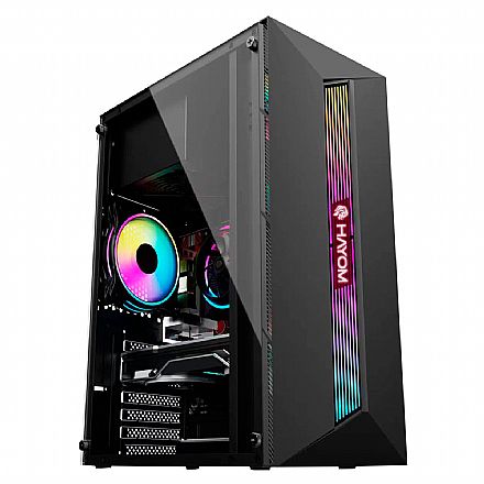 Gabinete - Gabinete Gamer Hayom GB1722 - Lateral em Vidro Temperado - USB 3.0 - RGB - Mid Tower