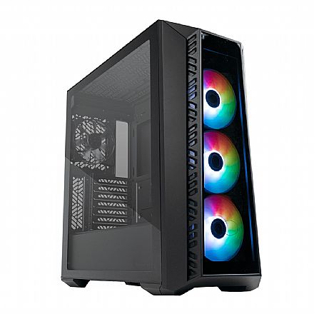 Gabinete - Gabinete Cooler Master Masterbox 520 - Lateral e Frontal em Vidro - 4 Coolers inclusos - Preto - MB520-KGNN-S01