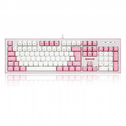 Teclado - Teclado Mecânico Gamer Redragon Hades Lollipop - ABNT2 - Switch Azul - Rosa - K623-WP (PT-BLUE)